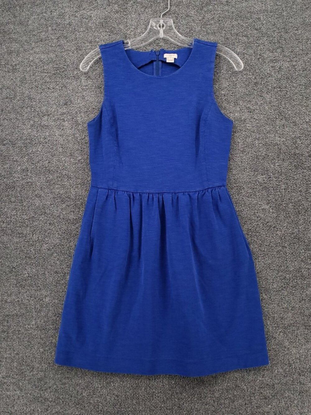 J Crew Dress Womens S Small Blue Mini A Line Sleeveless Stretch Back Zip Casual